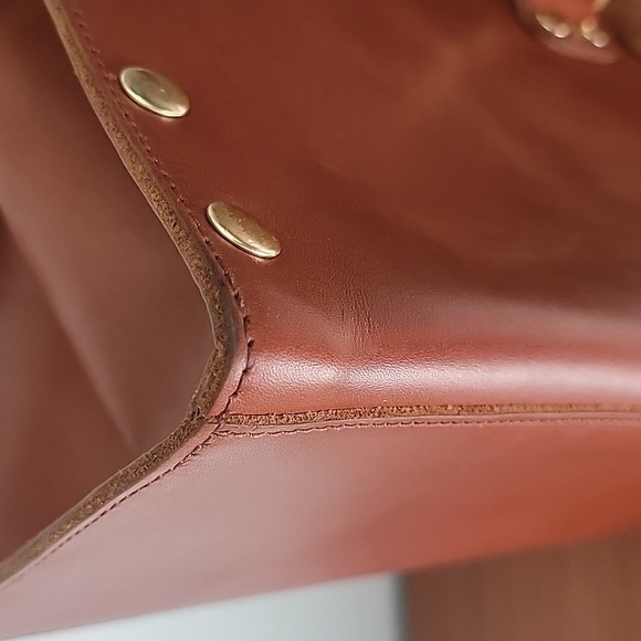 Hammitt Cognac Leather Brentwood Satchel Handbag with Gold Studs - Picture 8 of 16